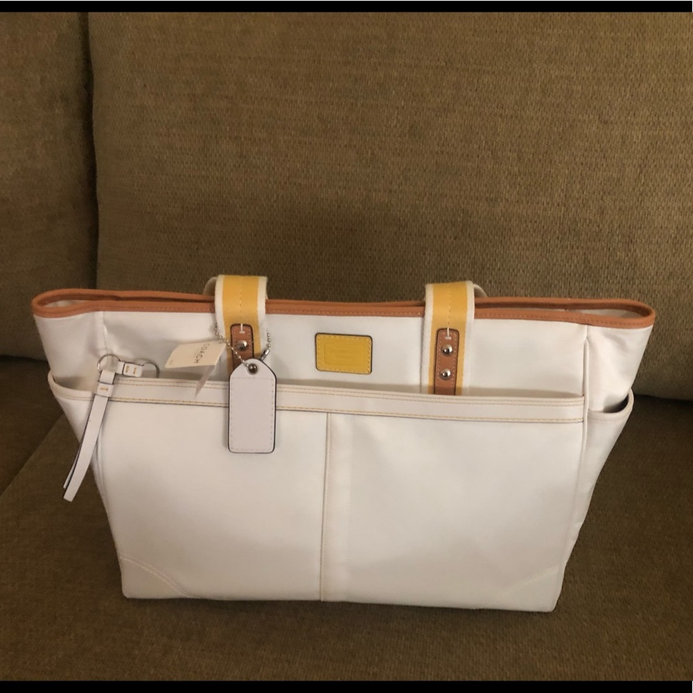 NEW Coach Briefcase nylon with leather accents 20x12x.  w/Coach storage bag